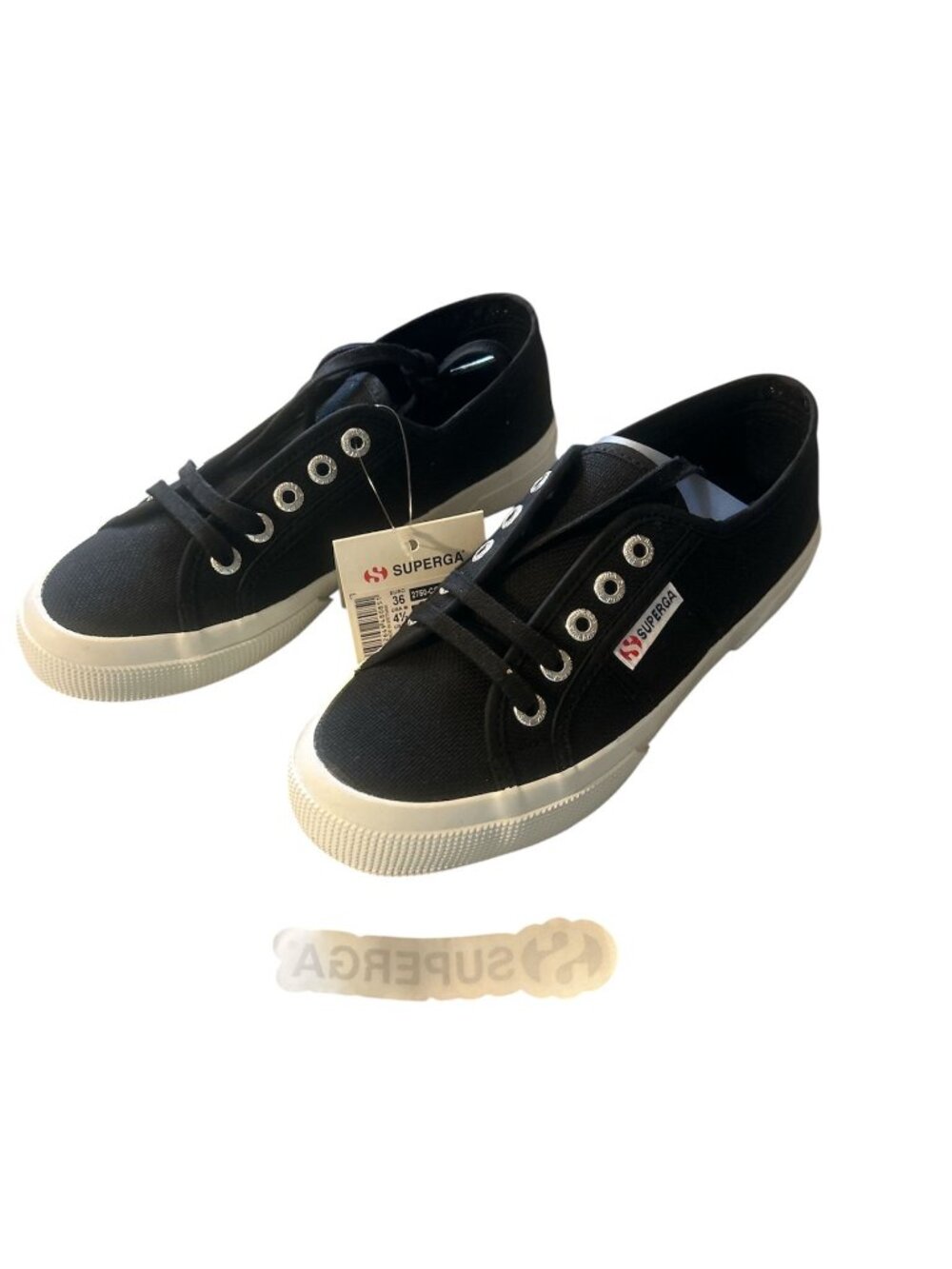 SUPERGA 2750-COTU Classic Sneaker Black White People’s Shoes of Italy. New in Bo